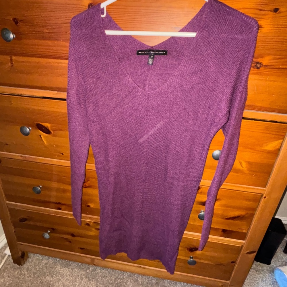 White House Black Market Plum V-Neck Sweater